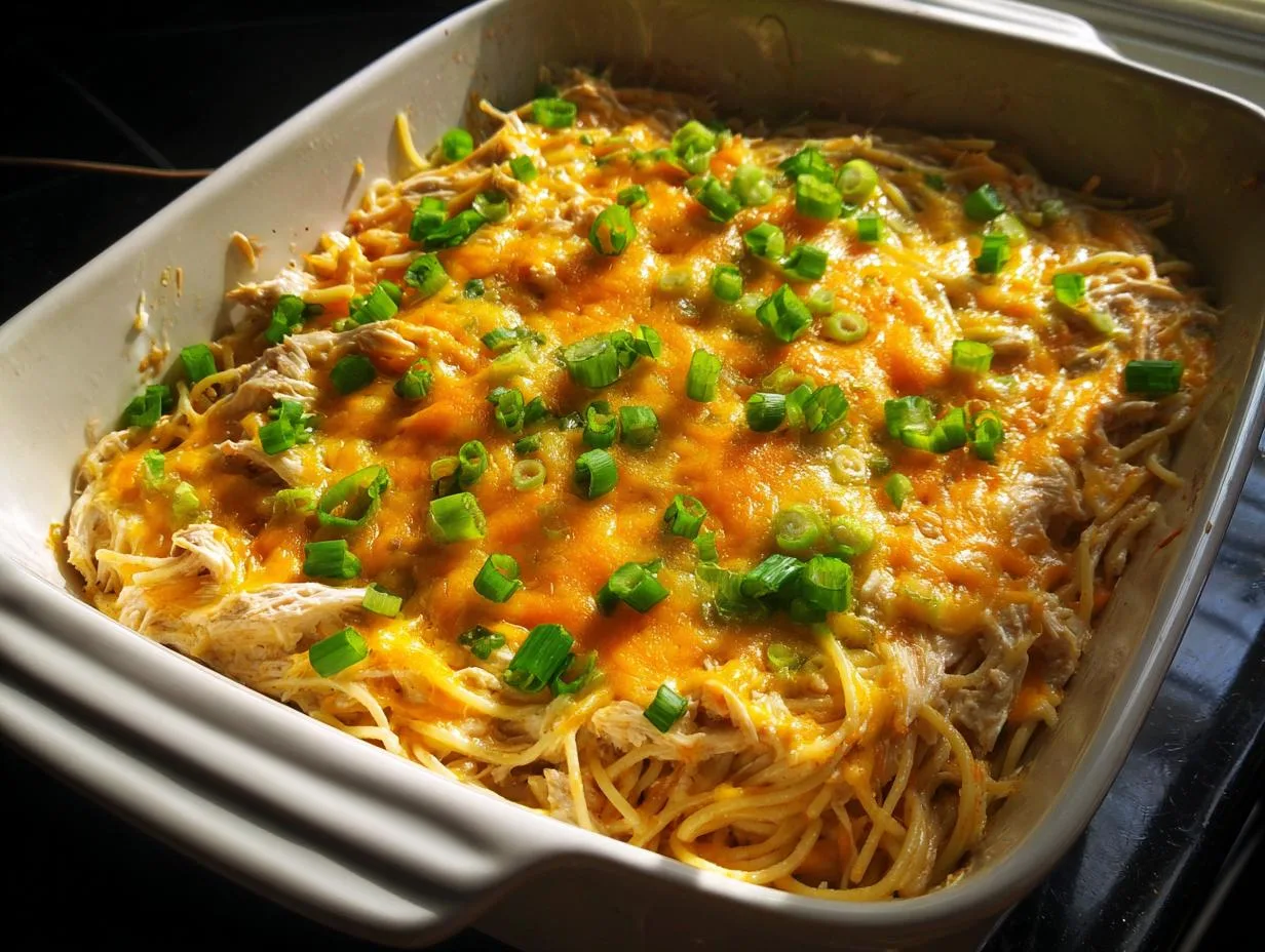 Easy 7-Ingredient Southern Chicken Spaghetti Casserole