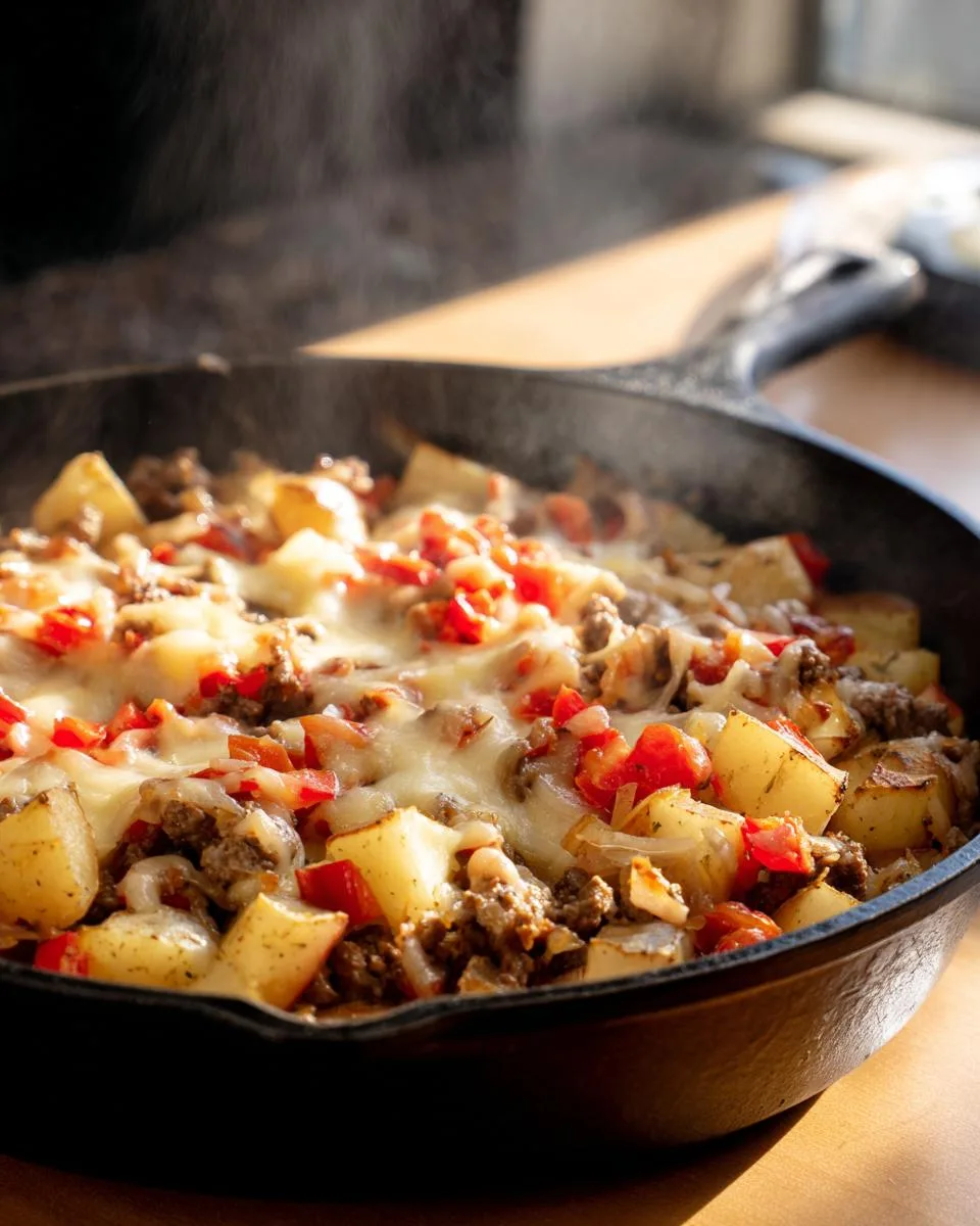 ground beef and potato skillet - detail 1