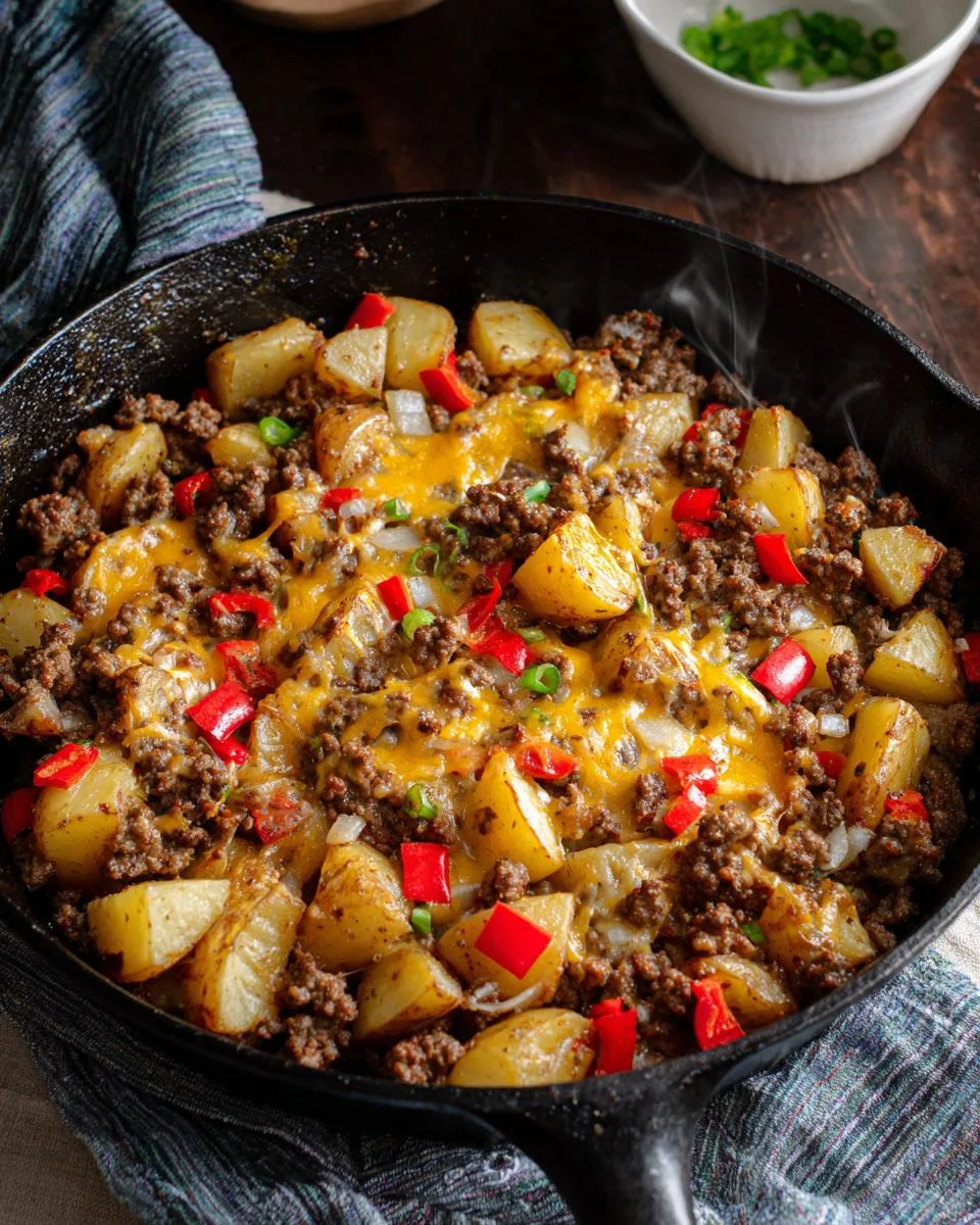 ground beef and potato skillet - detail 2