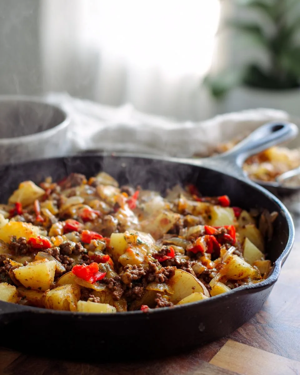 ground beef and potato skillet - detail 3