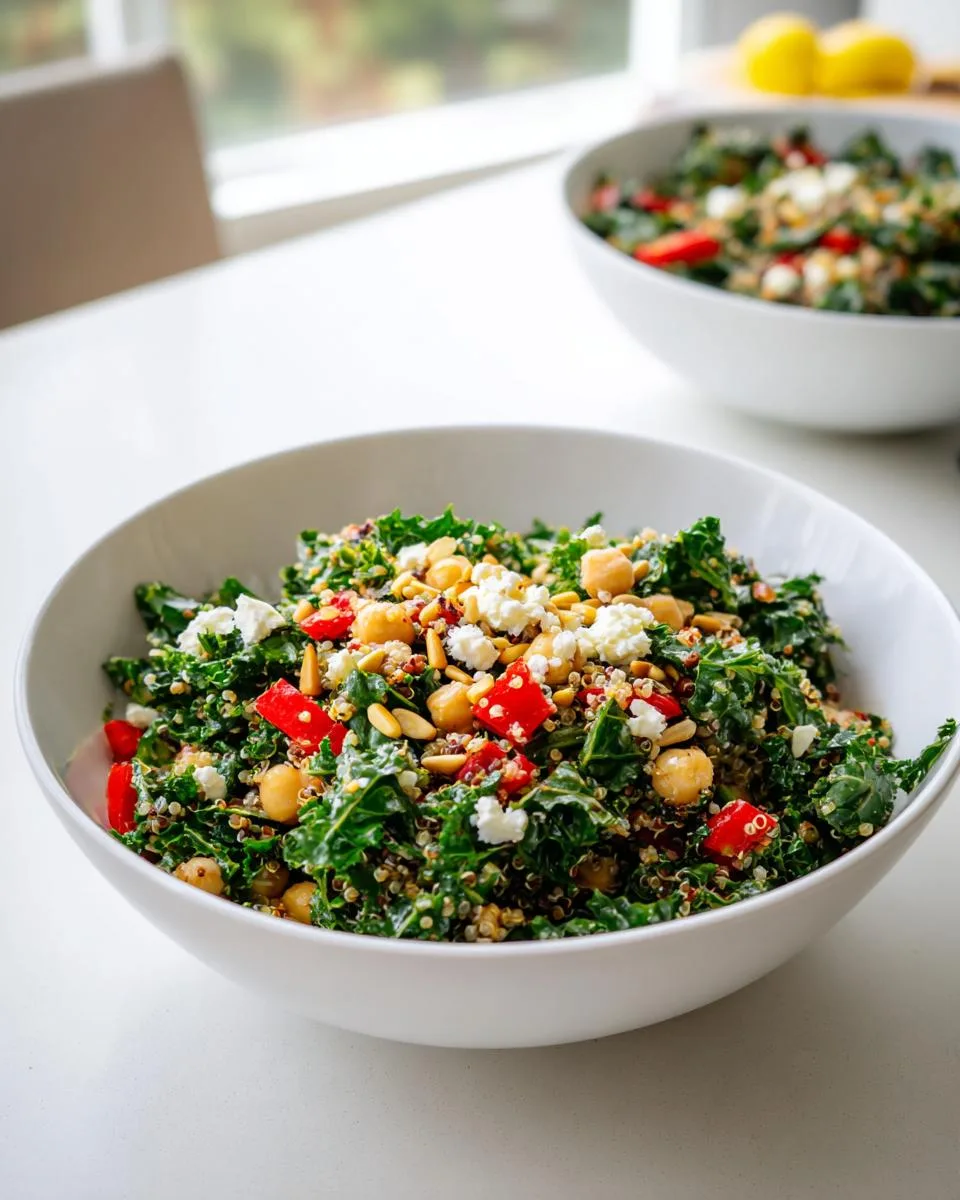 Kale Quinoa & Chickpea Salad with Lemon Vinaigrette - detail 4