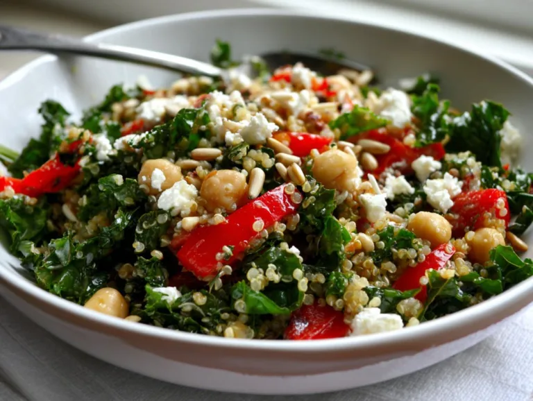 Kale Quinoa & Chickpea Salad with Lemon Vinaigrette