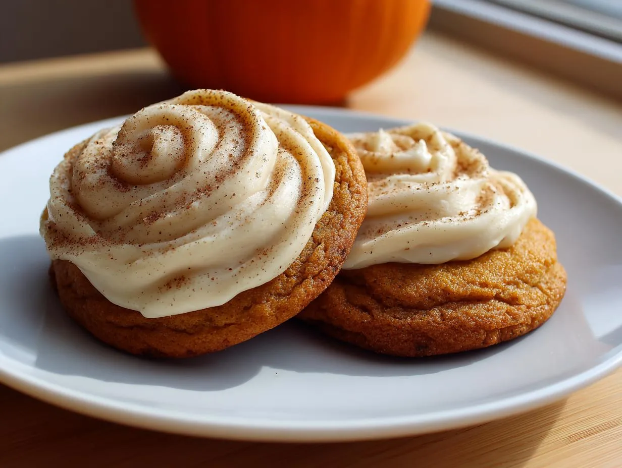 Vegan Soft Pumpkin Cookies with Cinnamon Frosting