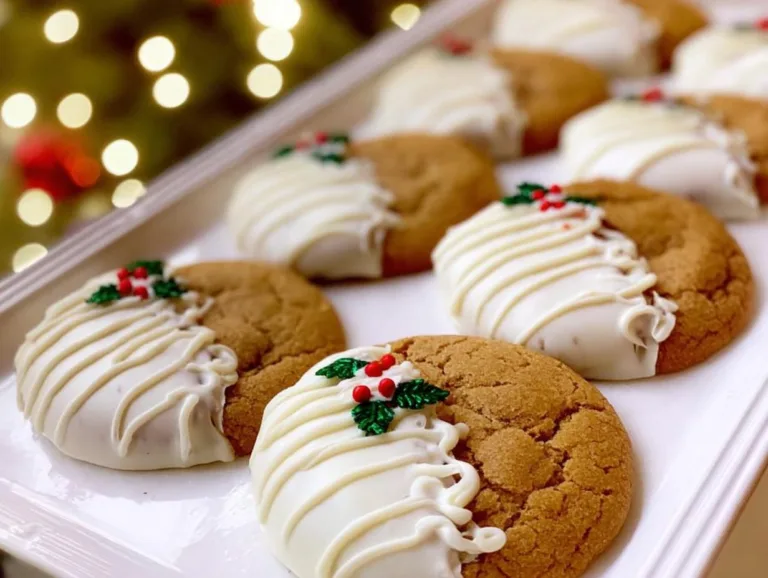 Christmas White Chocolate Dipped Chewy Maple Cookies