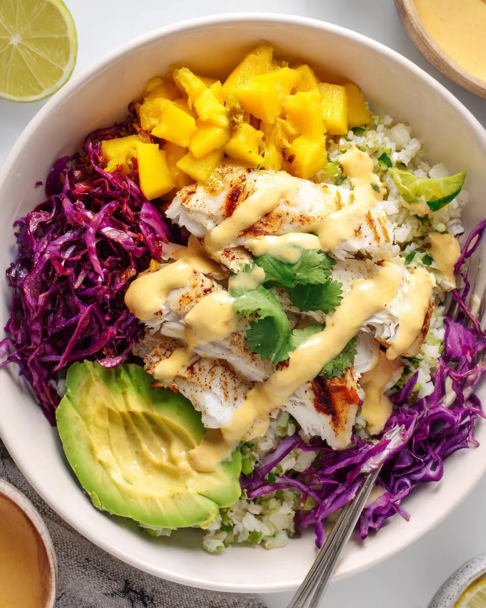 Fish Taco Bowl with Chipotle Lime Mayo Sauce - detail 3