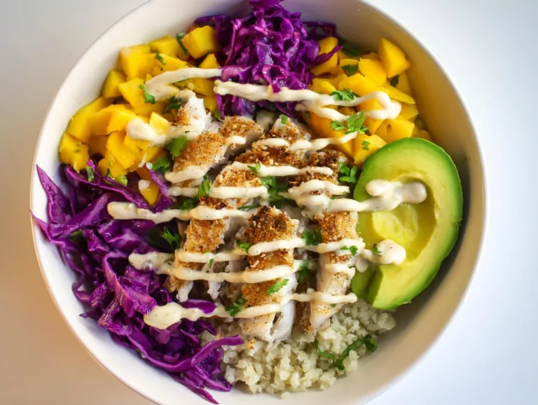 Fish Taco Bowl with Chipotle Lime Mayo Sauce