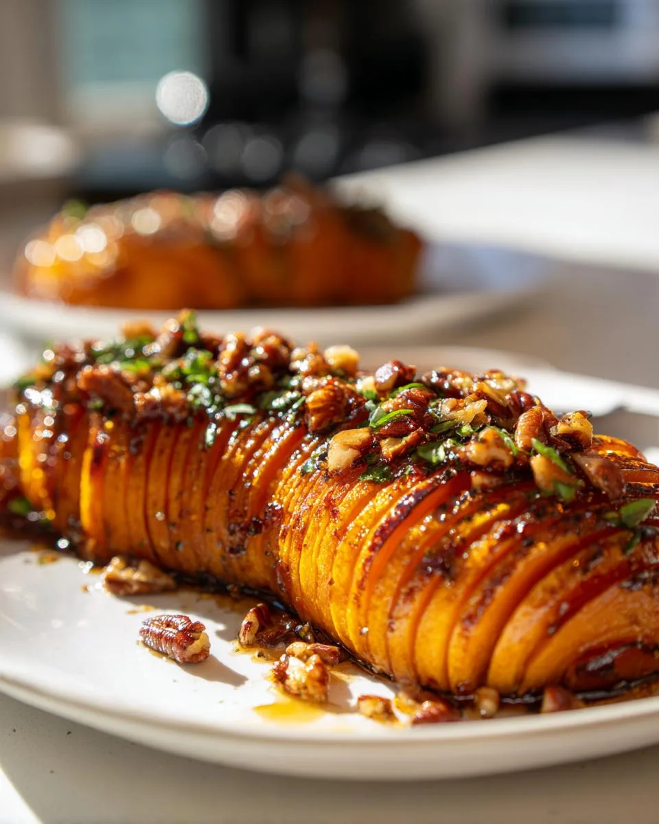 Honey Glazed Hasselback Butternut Squash - detail 3