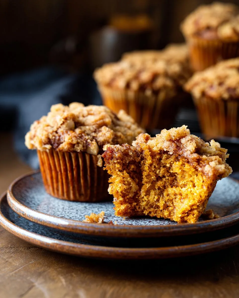 Pumpkin Pecan Muffins with crumble topping - detail 4