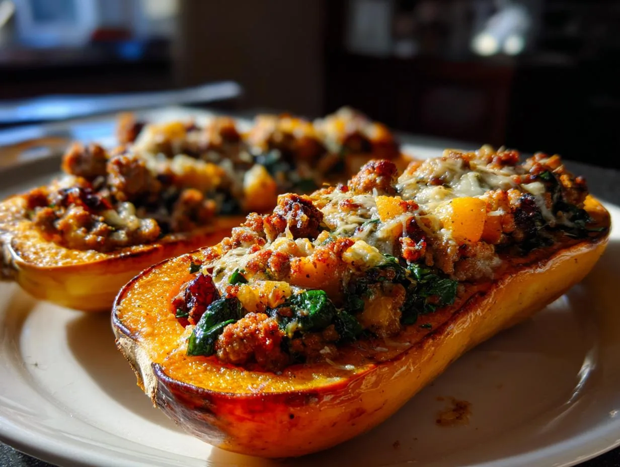 Grandma’s Sausage And Apple Stuffed Butternut Squash