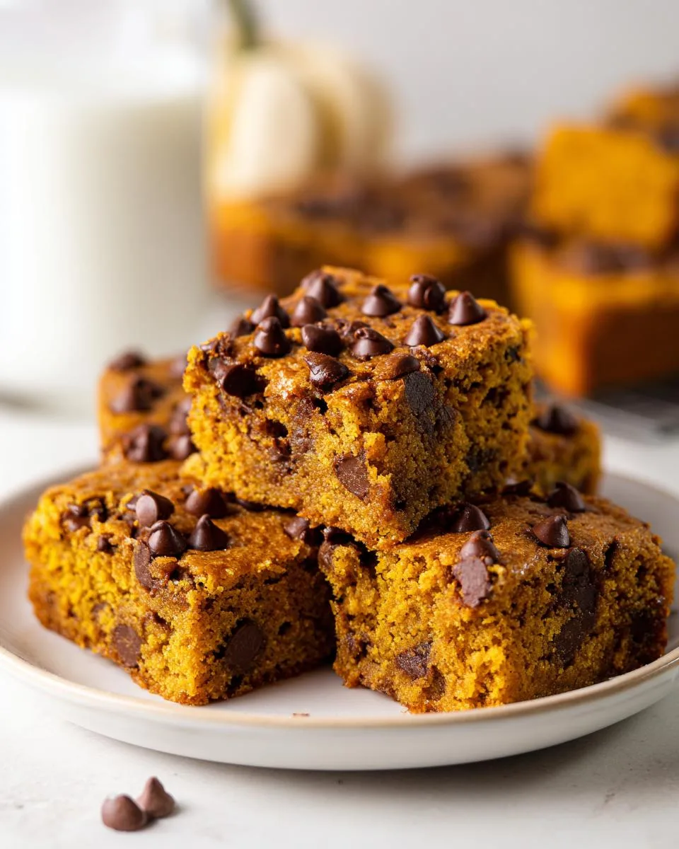 pumpkin chocolate chip bars - detail 3