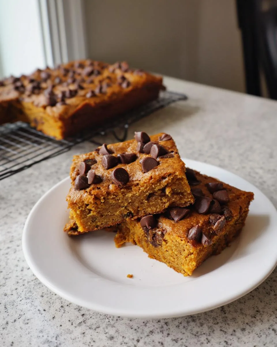 pumpkin chocolate chip bars - detail 4