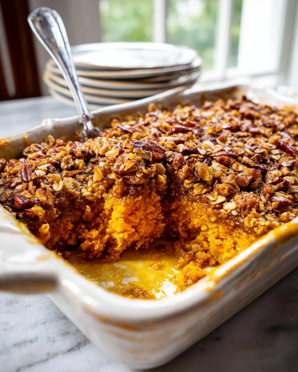 pumpkin oatmeal dump cake - detail 1