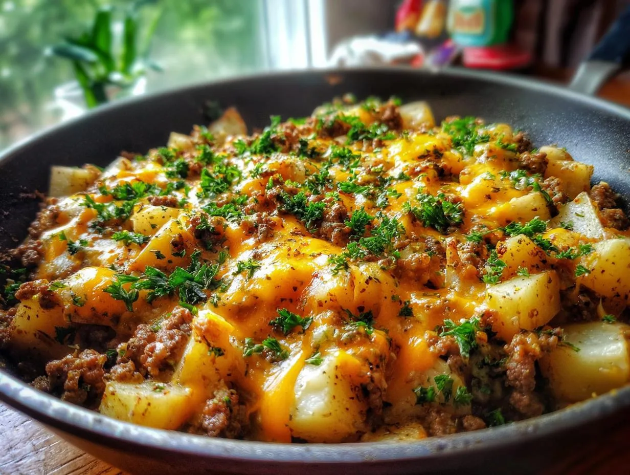 Irresistible Cheesy Ground Beef and Potato Casserole Recipe