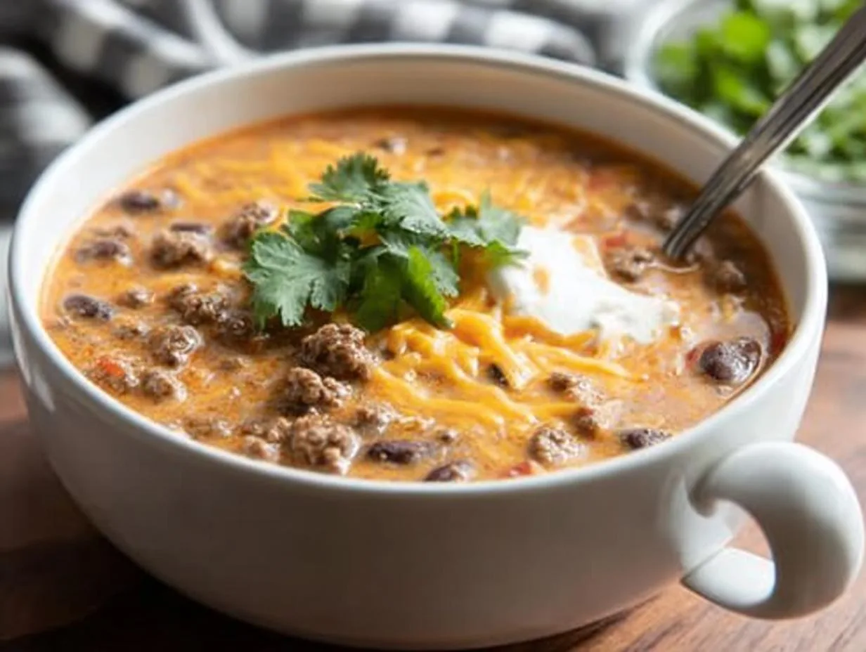 1-Pot Creamy Cheesy Ground Beef Soup – Hearty Comfort