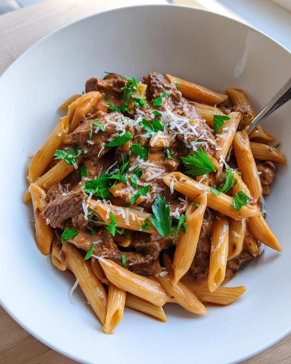 Creamy Slow Cooker Beef Pasta - detail 4