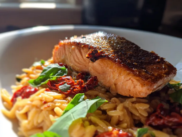 Creamy Sun-Dried Tomato Salmon Orzo