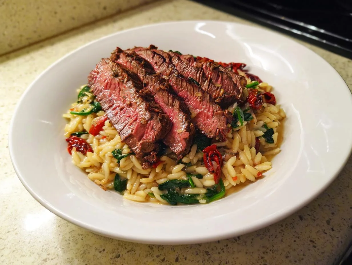 Hearty 1-Pan Flank Steak Creamy Orzo That Delights