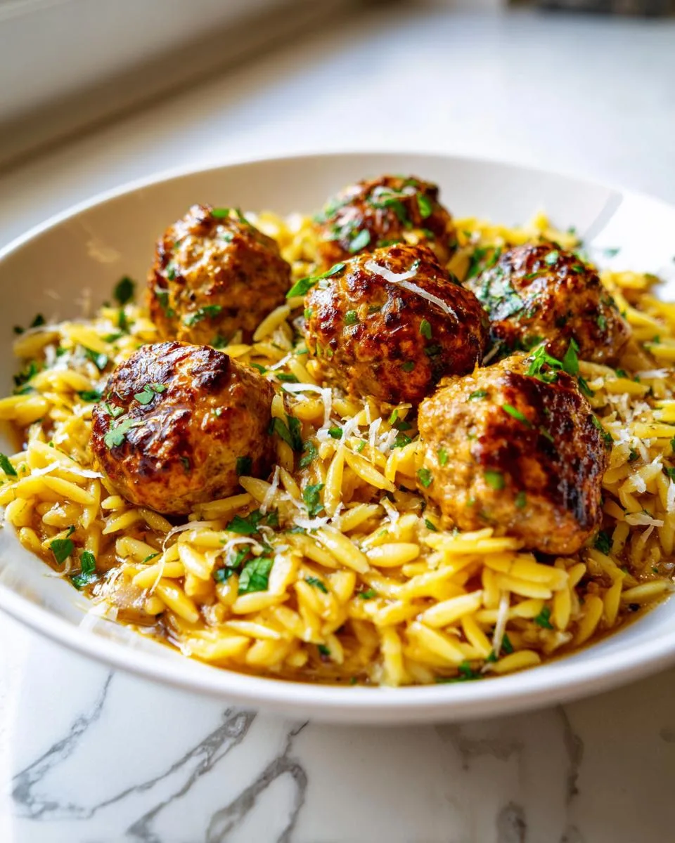 Greek Chicken Meatballs with Lemon Orzo - detail 3