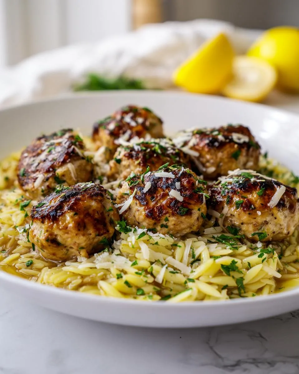 Greek Chicken Meatballs with Lemon Orzo - detail 4