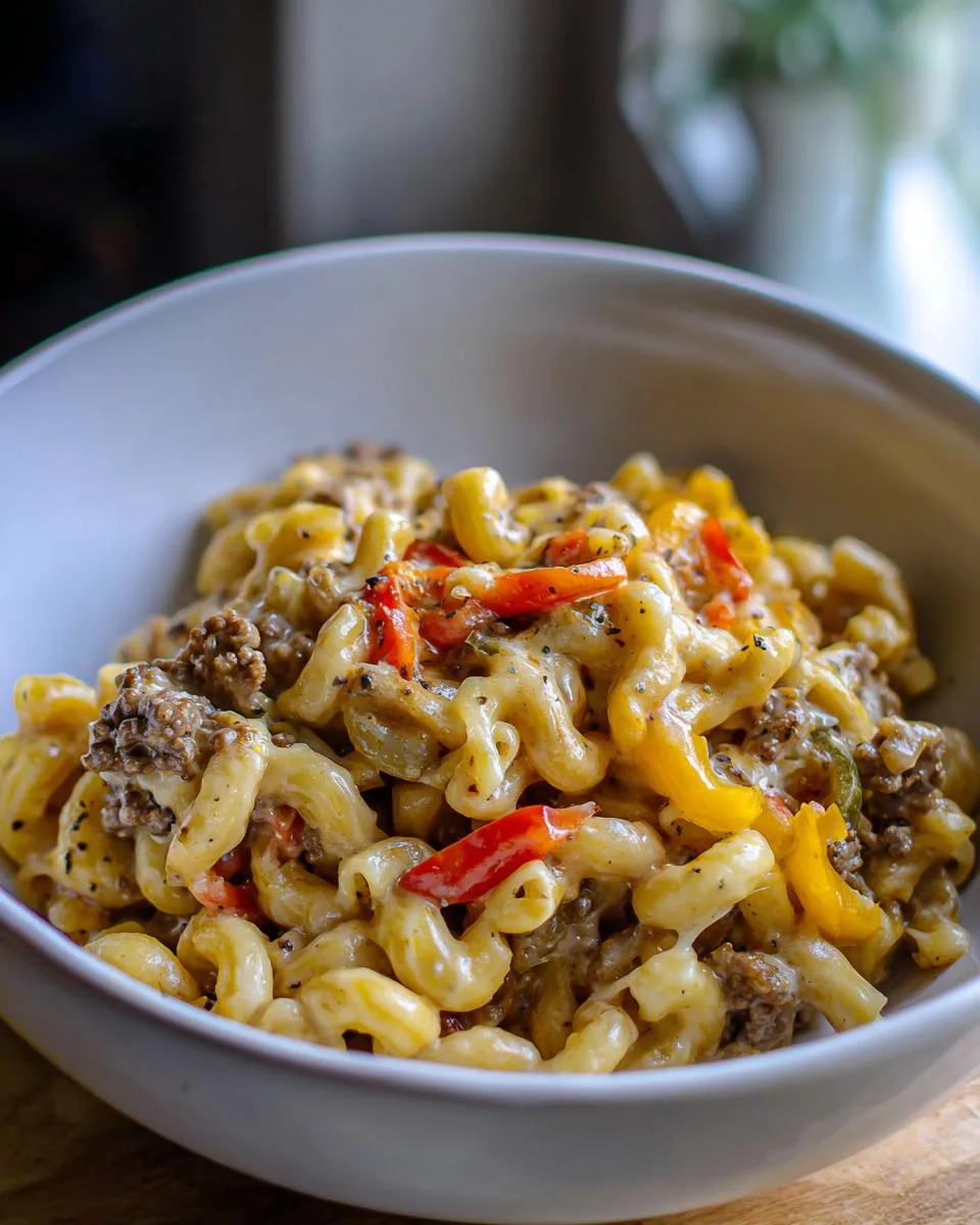 High-Protein Creamy Philly Cheesesteak Mac and Cheese - detail 3