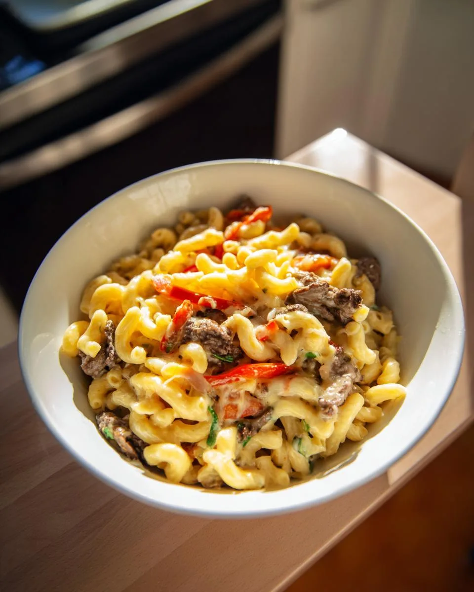 High-Protein Creamy Philly Cheesesteak Mac and Cheese - detail 4