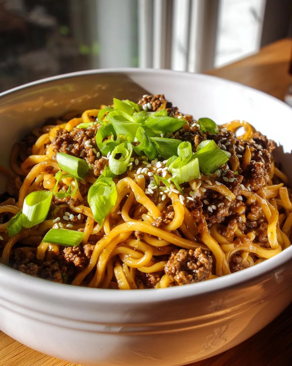 Mongolian Ground Beef Noodles - detail 2
