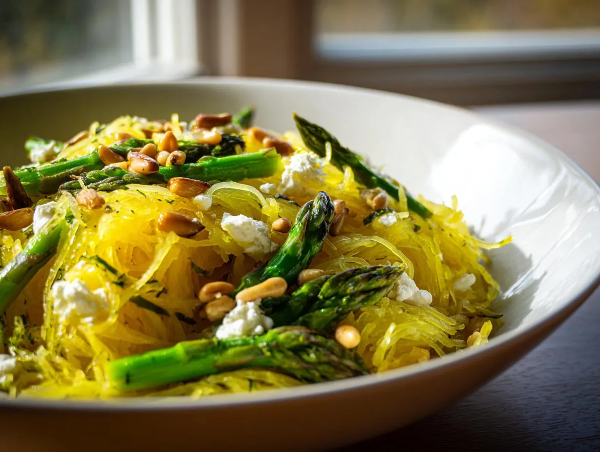 Spaghetti Squash With Asparagus And Thyme Masterpiece