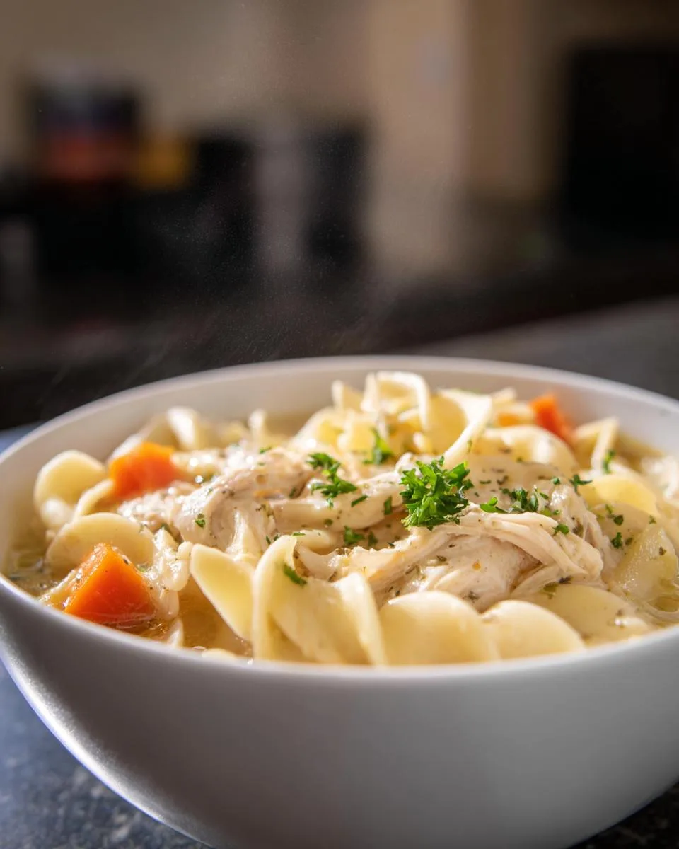 creamy chicken noodle soup - detail 4