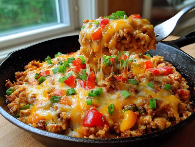 Cheesy Ground Chicken Skillet