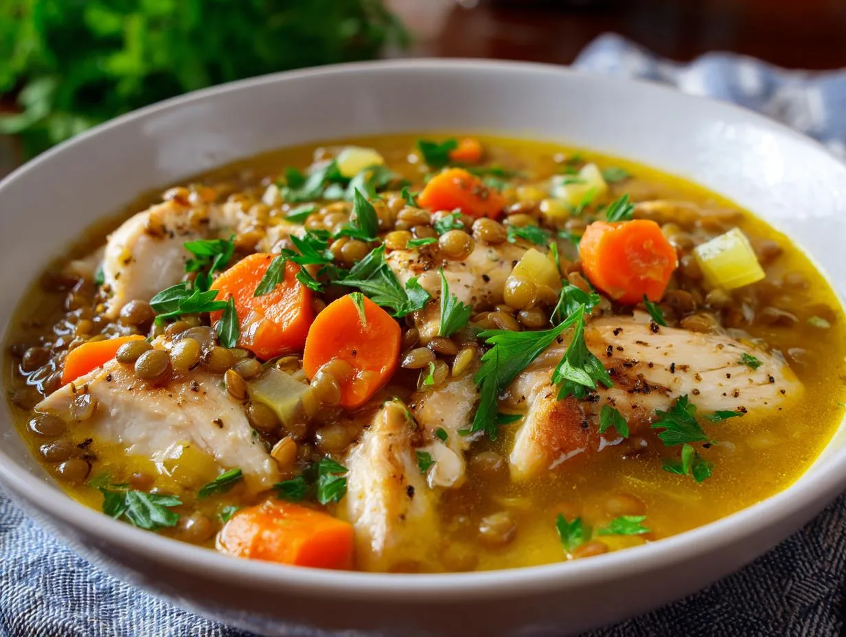 Hearty Chicken and Lentil Soup Recipe in Just 45 Minutes