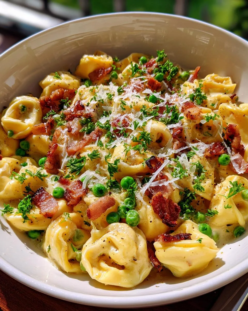 Quick Creamy Tortellini Carbonara with Bacon - detail 3