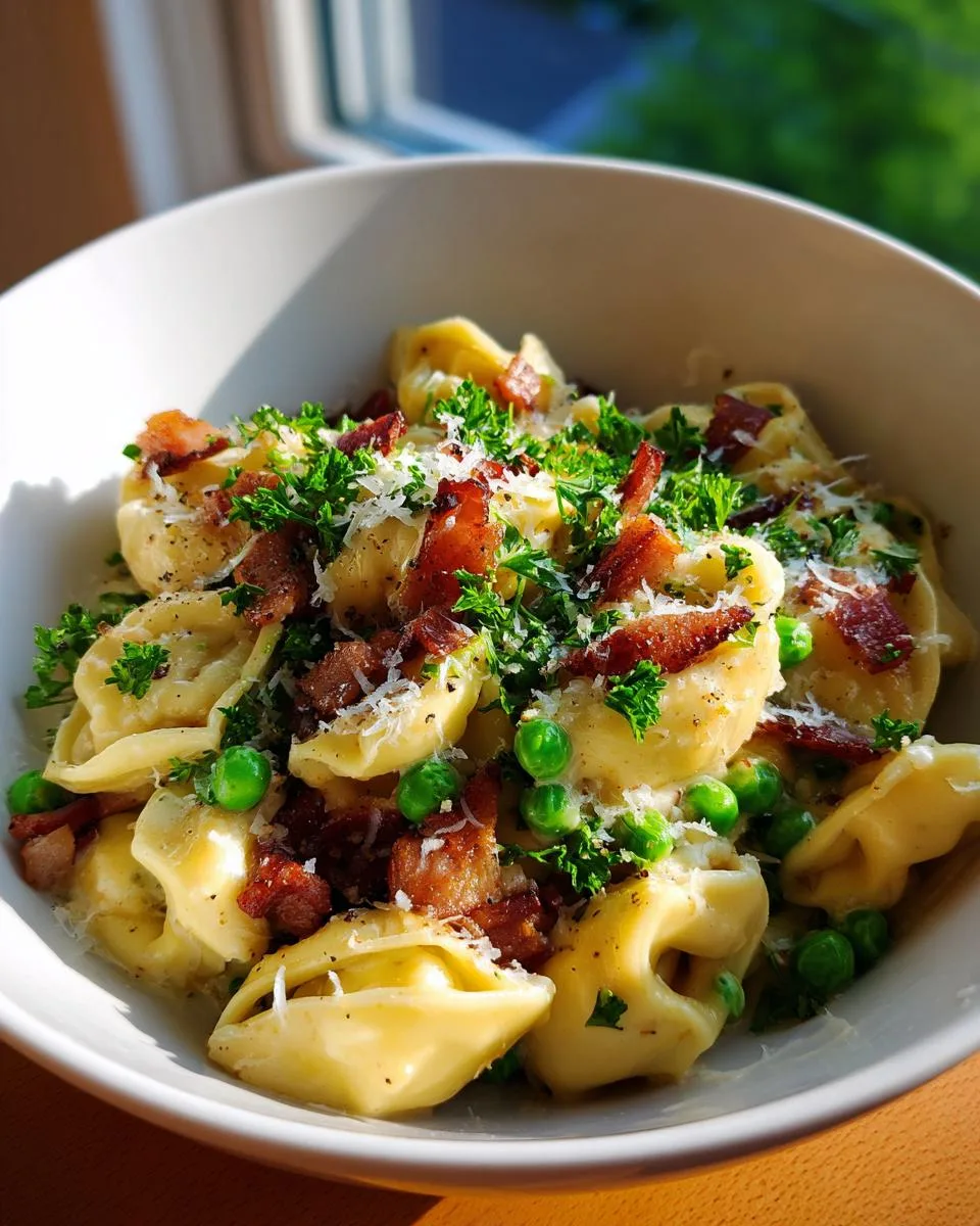 Quick Creamy Tortellini Carbonara with Bacon - detail 4