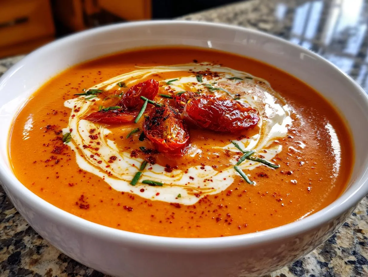Creamy Roasted Garlic Tomato Soup Recipe for 4 Perfect Bowls