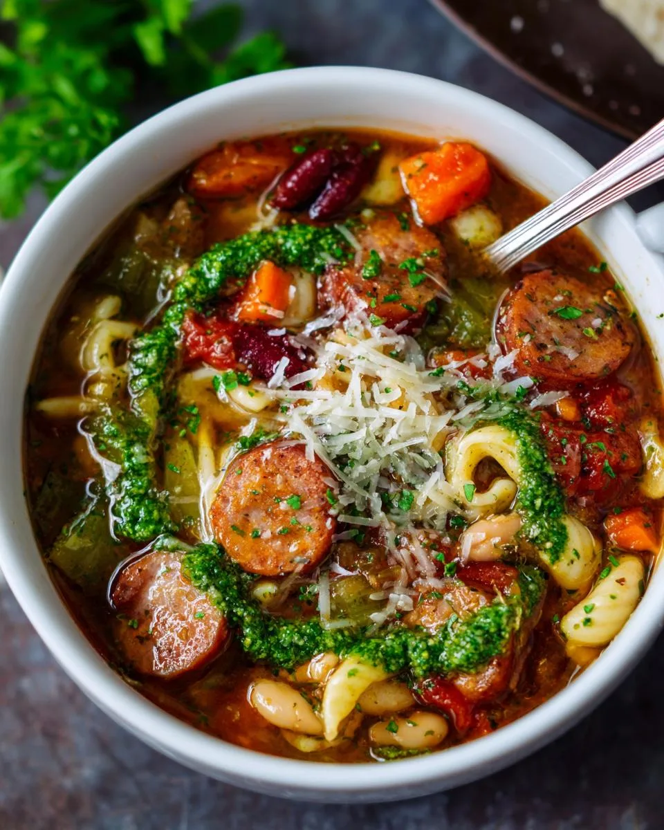 Minestrone with Sausage and Pesto - detail 3