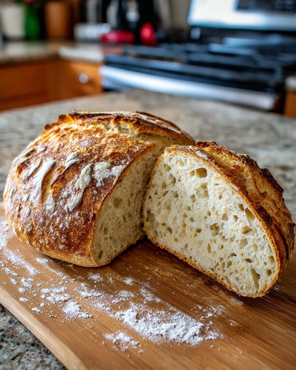 Rustic No-Knead Dutch Oven Artisan Bread - detail 3