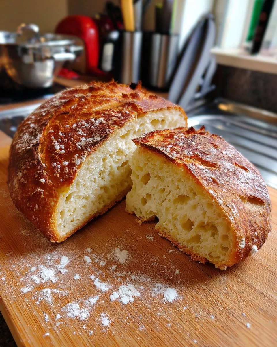 Rustic No-Knead Dutch Oven Artisan Bread - detail 4