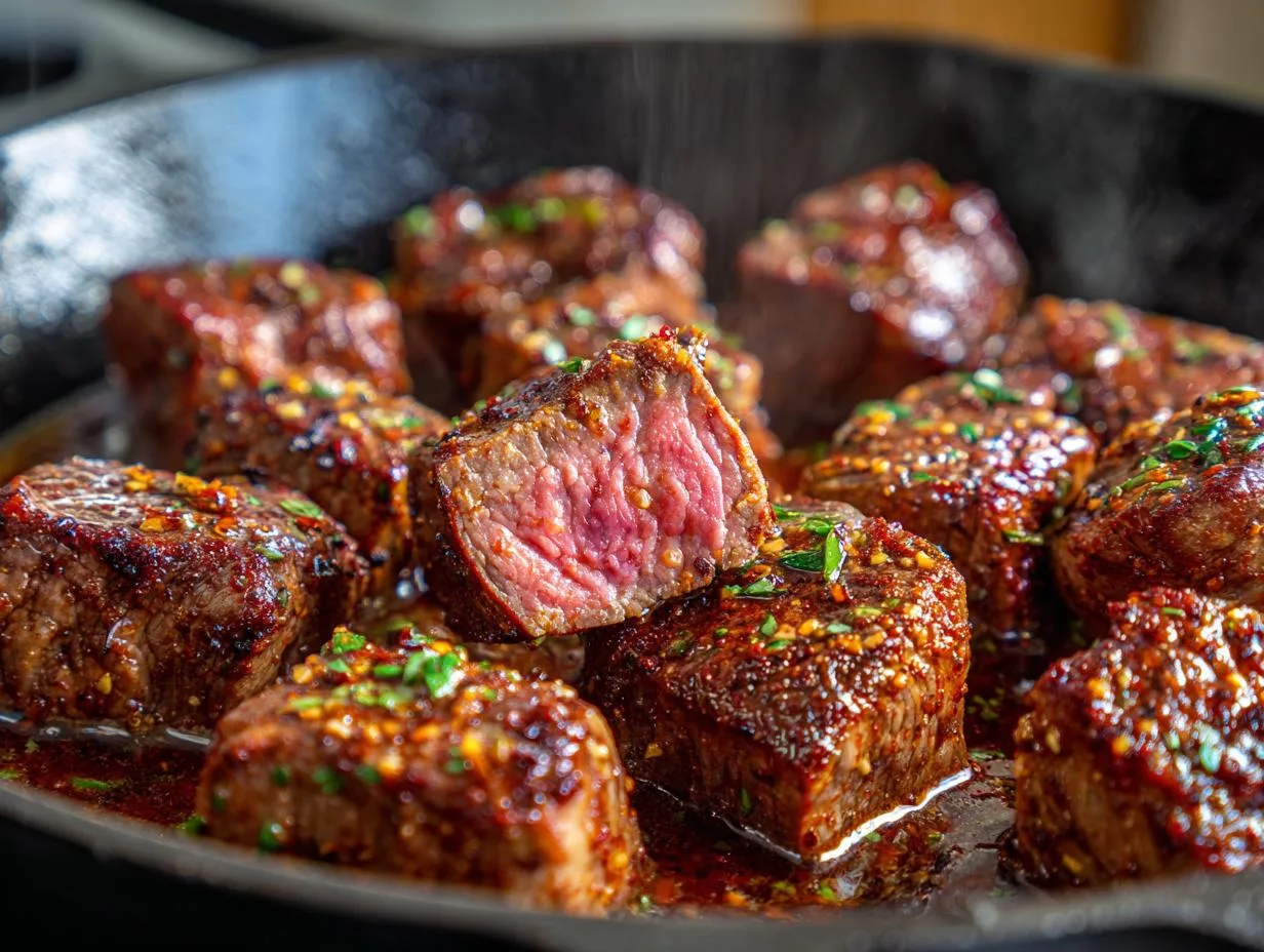 Juicy Skillet Cajun Butter Garlic Steak Bites in 20 Minutes