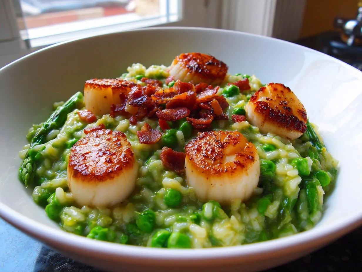 Creamy Asparagus Risotto w/ Scallops: A Secret Recipe