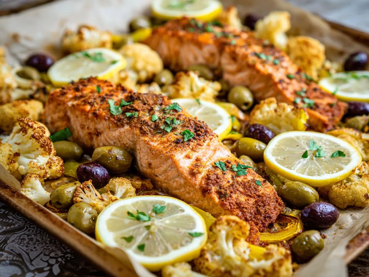 Moroccan Salmon Sheet Pan Dinner in Just 40 Minutes