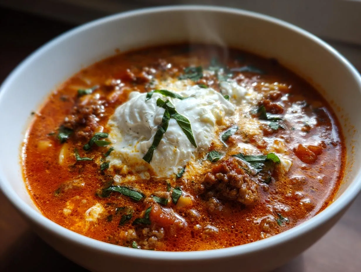 35-Minute One-Pot High-Protein Lasagna Soup Recipe