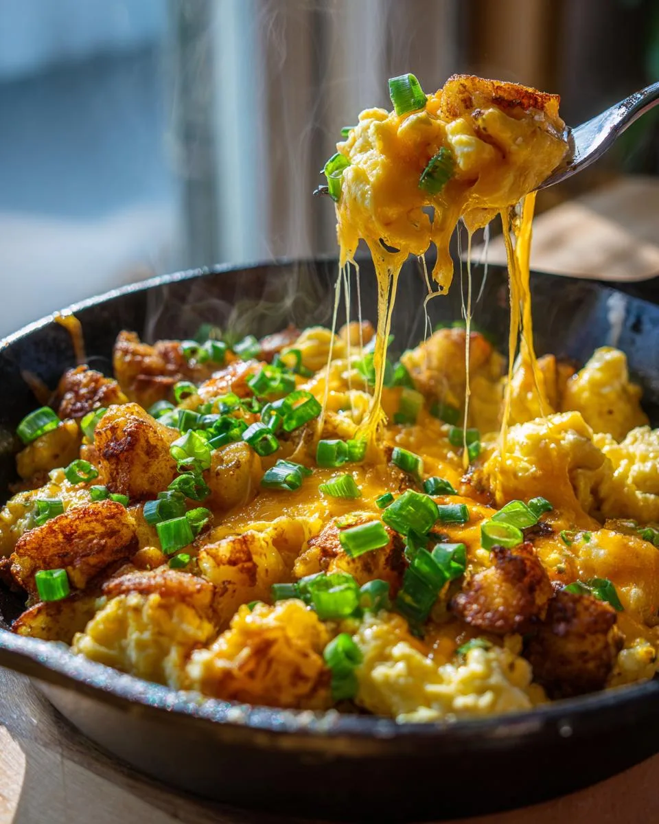 cheesy potato egg scramble - detail 3