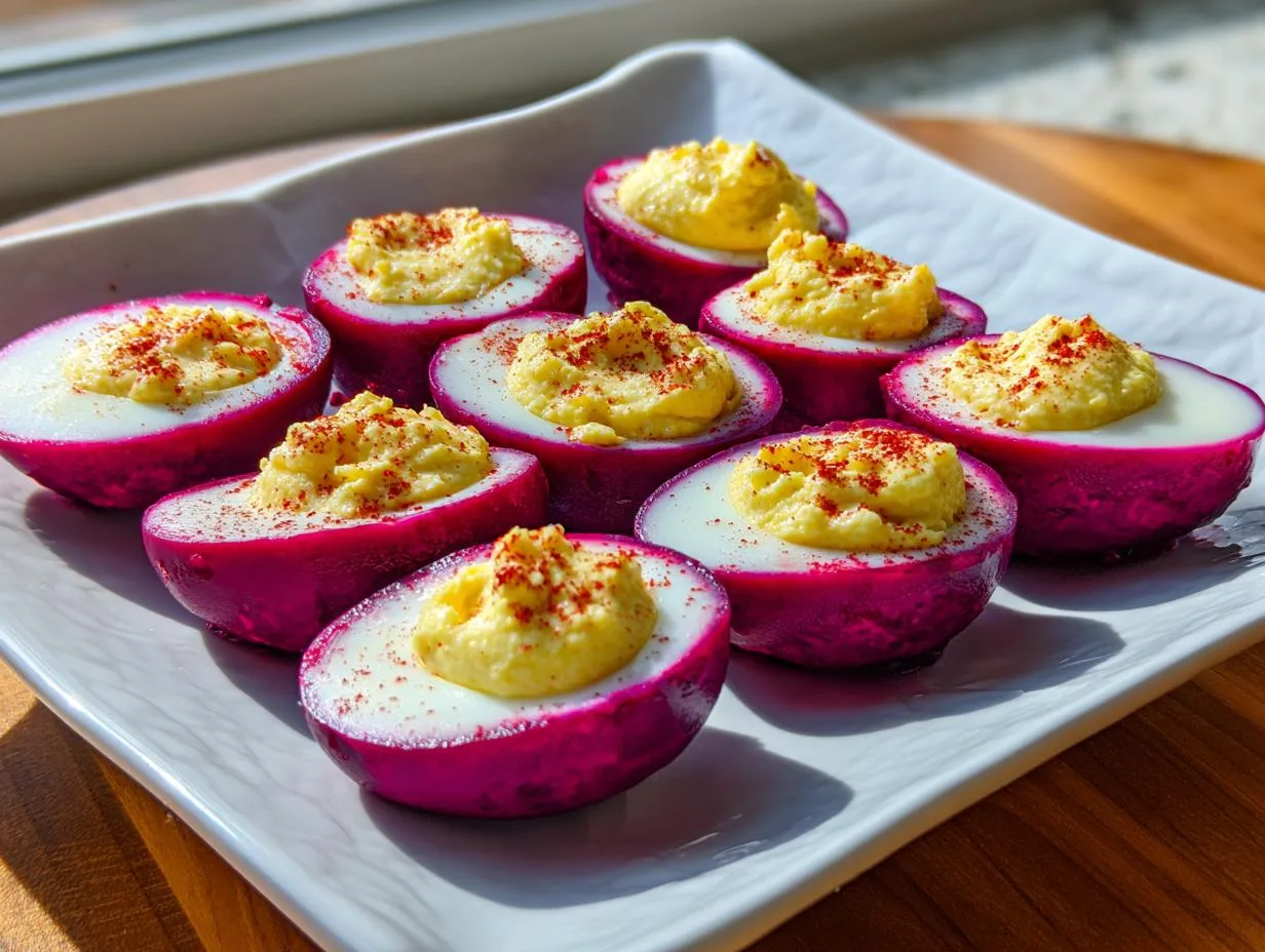 Deviled Eggs With Beet Juice: 6-Ingredient Pink Perfection