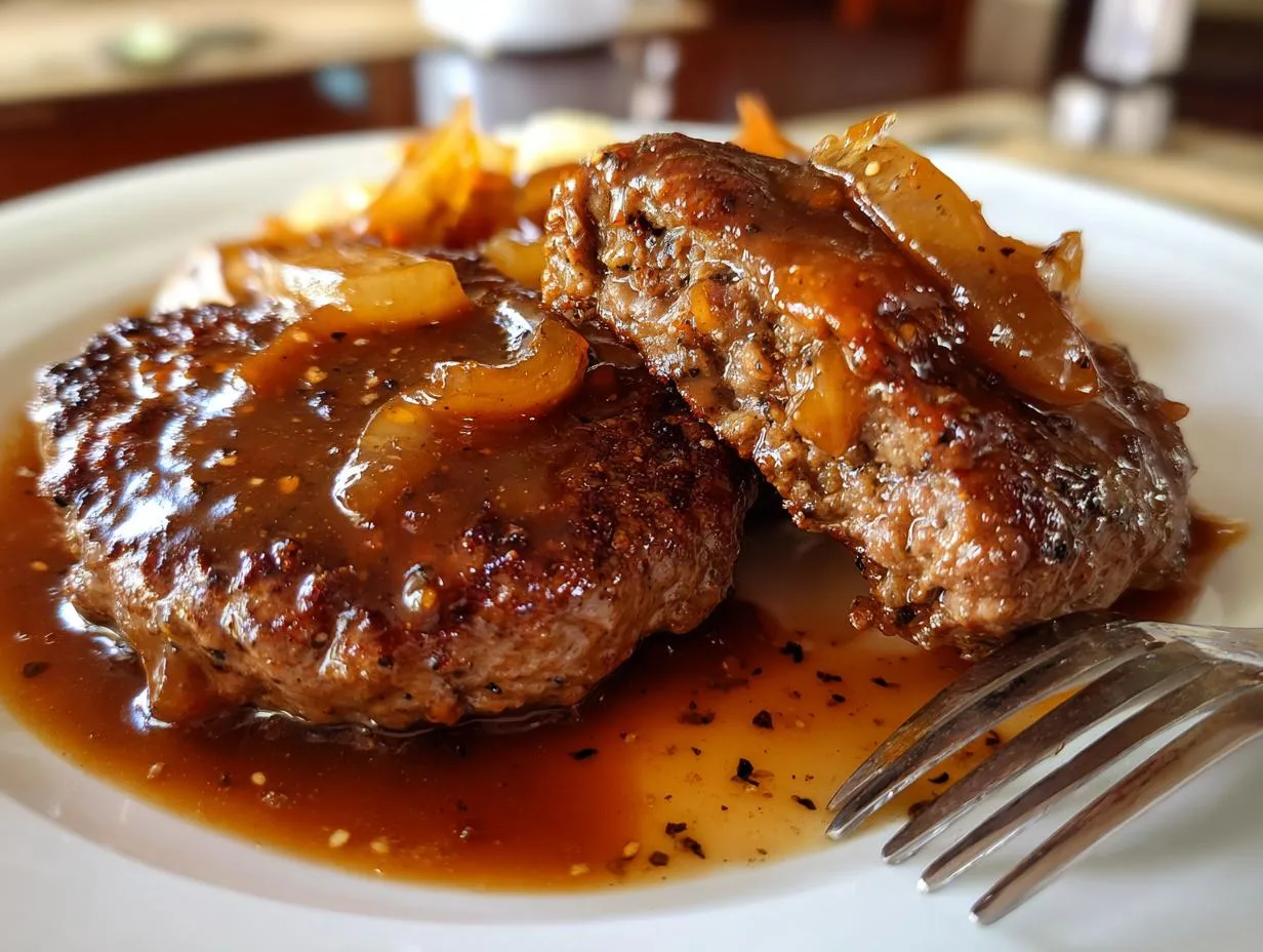 Juicy Hamburger Steaks Brown Gravy Recipe in Just 40 Minutes