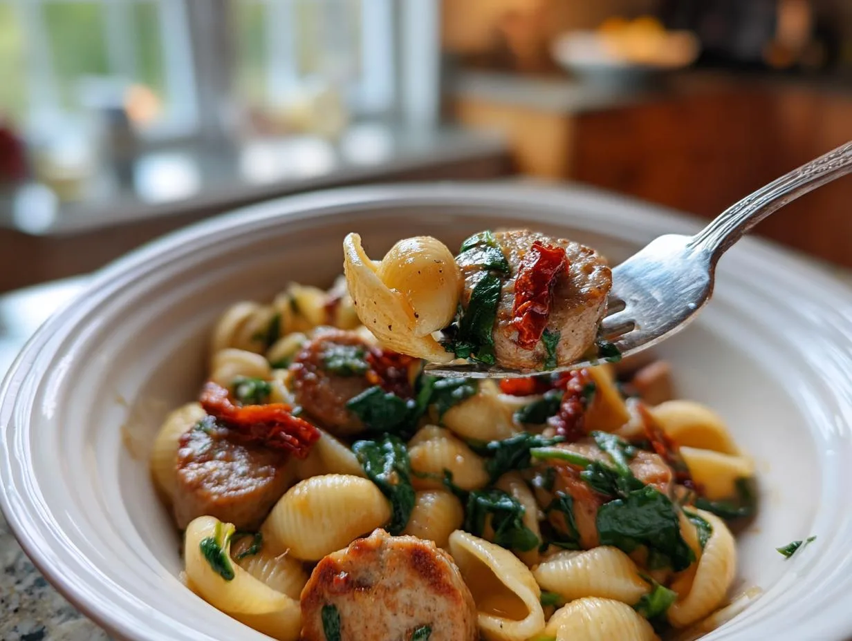One-Pot Sausage and Shells with Spinach – A Comfort Feast