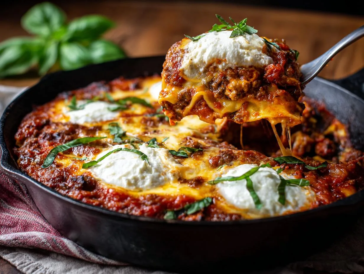 Skillet Lasagna Perfection: Hearty Sausage & Beef Dinner