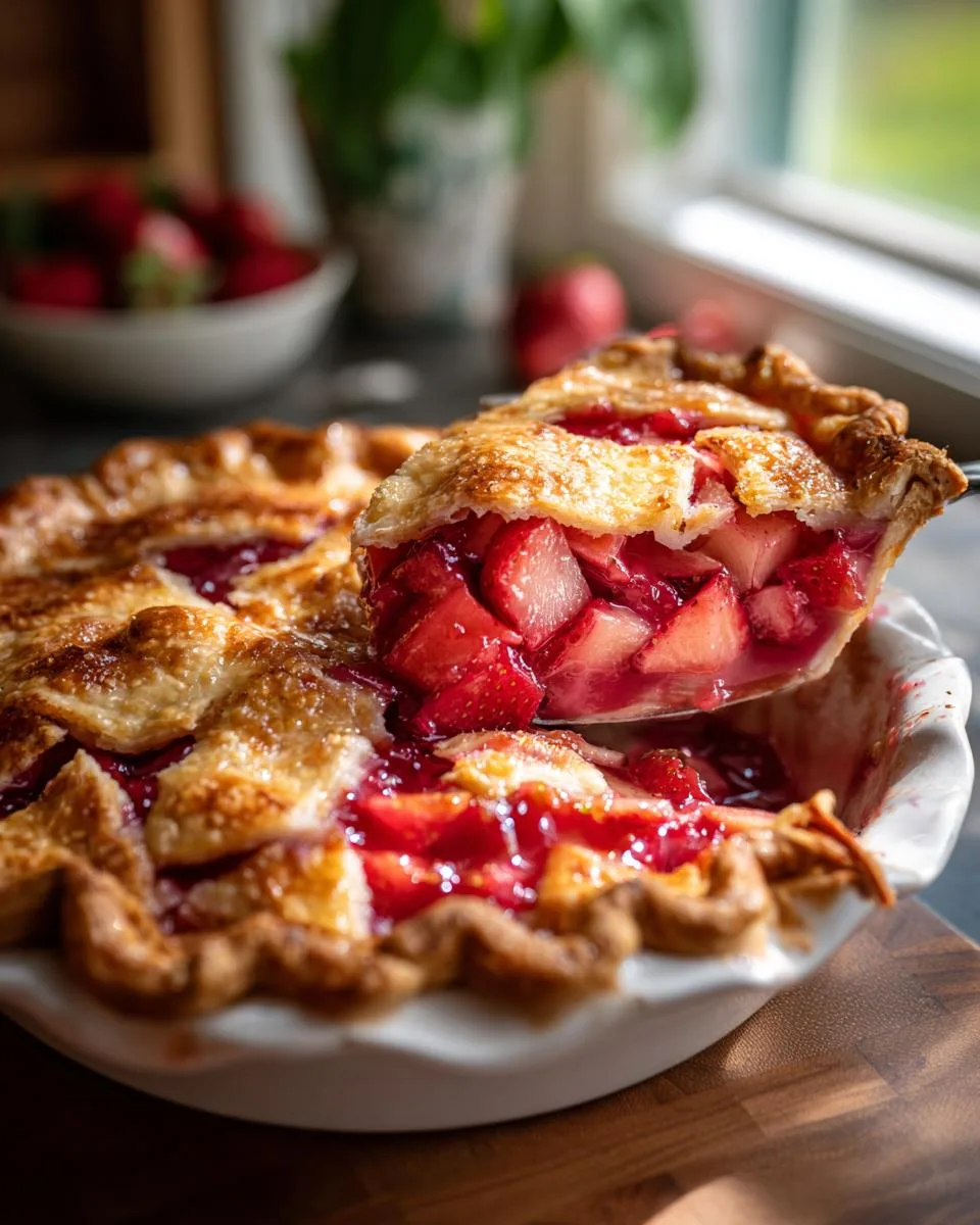 Strawberry Rhubarb Custard Pie Recipe - detail 3