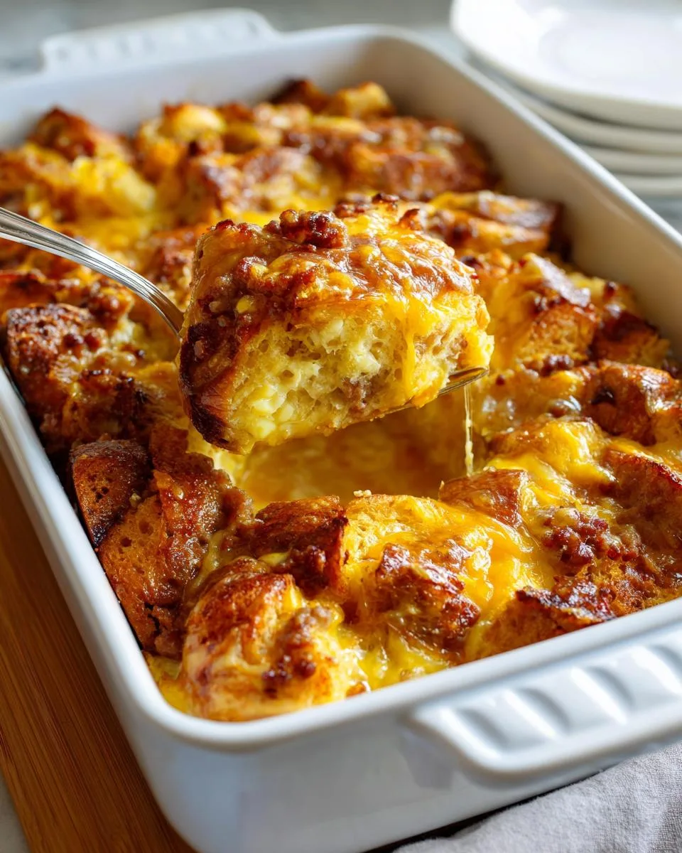 overnight croissant breakfast casserole - detail 3