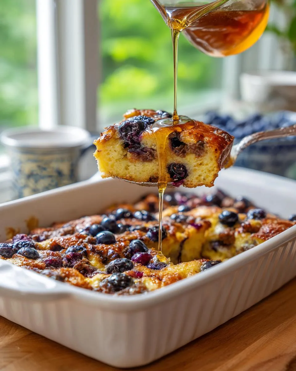 sausage blueberry pancake breakfast casserole - detail 3