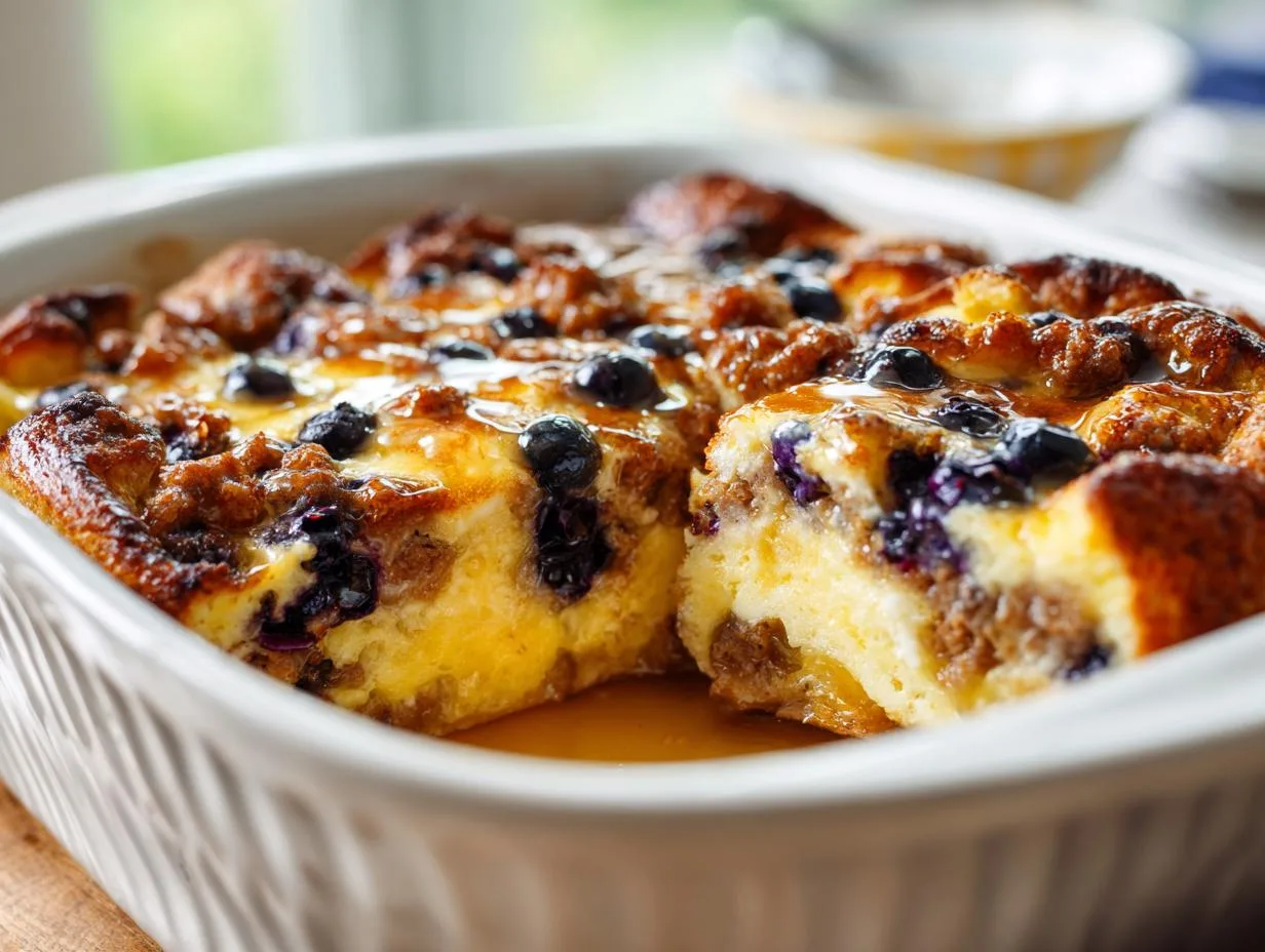 5-Star Sausage Blueberry Pancake Breakfast Casserole
