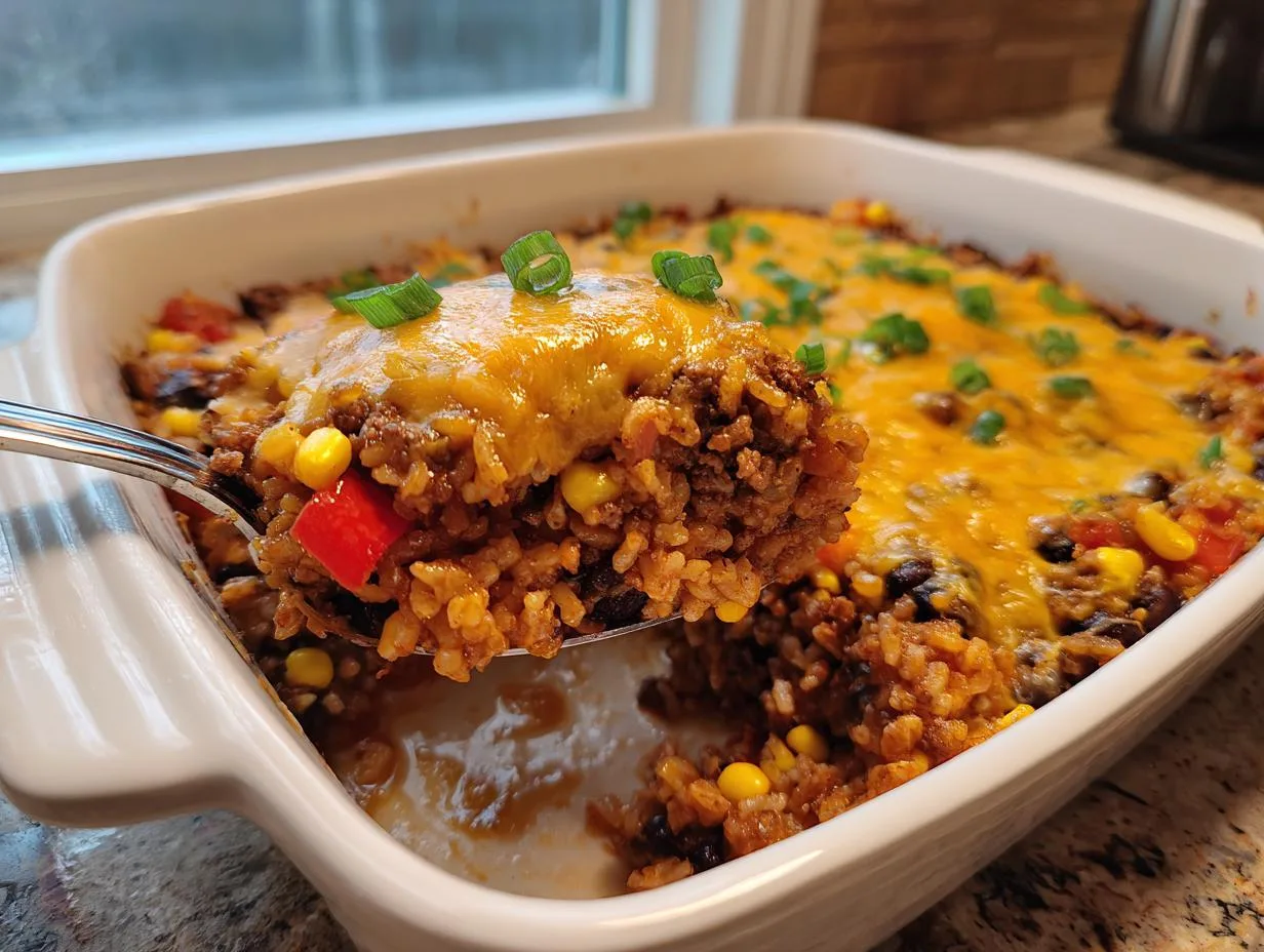 Beef Rice Casserole Recipe – A Cheesy Comfort Classic